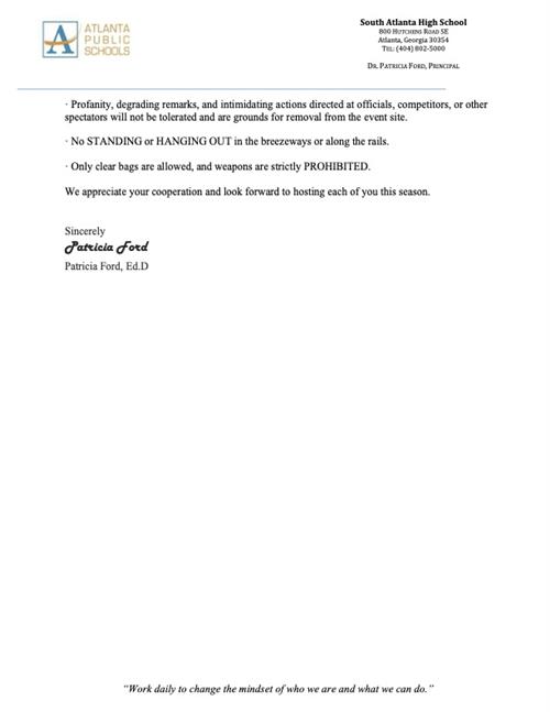 APS Stadium Rules for Parents Letter.SAHS Pg 2